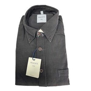 Haupt 1926 Mens Charcoal Grey Corduroy Shirt Modern Fit Button Down M 39/40 NEW